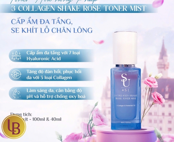 3 COLLAGEN SHAKE ROSE TONER MIST  - SKIN SU+ VIỆT NAM