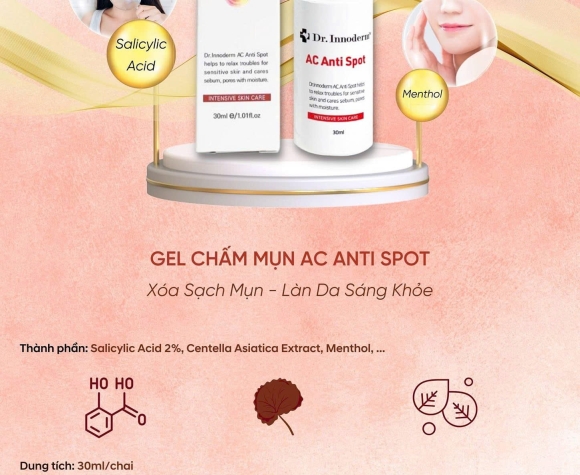 [Dr.Innoderm]_Gel chấm mụn_Ac Anti Spot 30ml_Sản phẩm chính hãng_Xuất VAT 100%