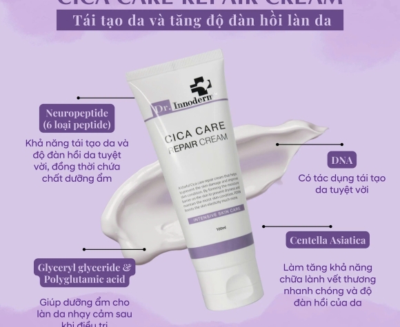 [Dr.Innoderm]_Kem Dưỡng Nâng Cơ, Giảm Nhăn_Cica Care Repair Cream_Sản phẩm chính hãng_Xuất VAT 100%