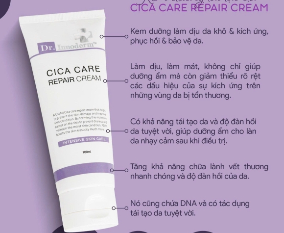 [Dr.Innoderm]_Kem Dưỡng Nâng Cơ, Giảm Nhăn_Cica Care Repair Cream_Sản phẩm chính hãng_Xuất VAT 100%